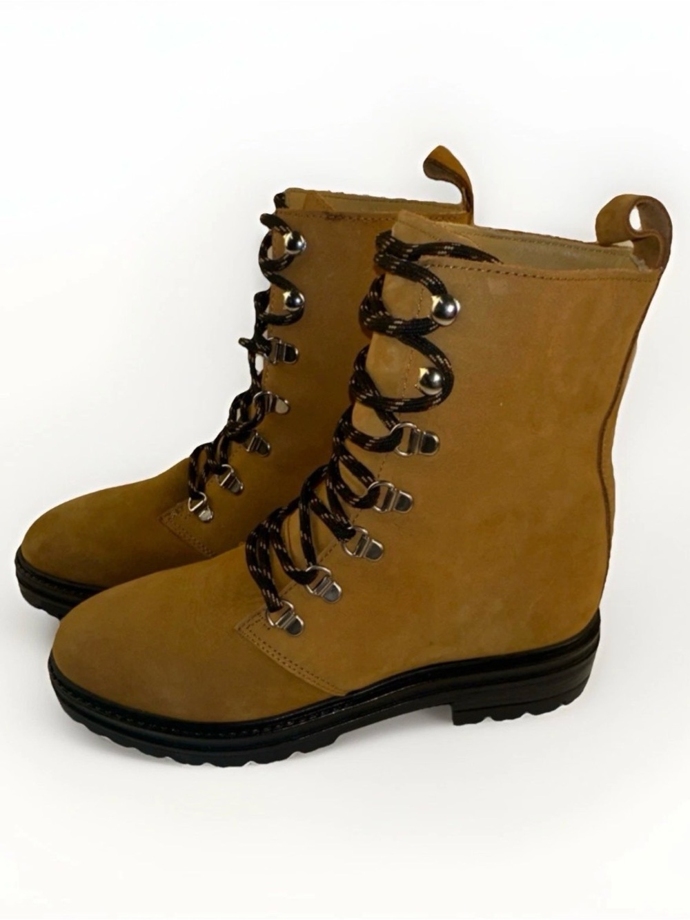 Jenni Kayne Tan Suede Lug Sole Combat Hiking Boots Size 39 Made in Portugal